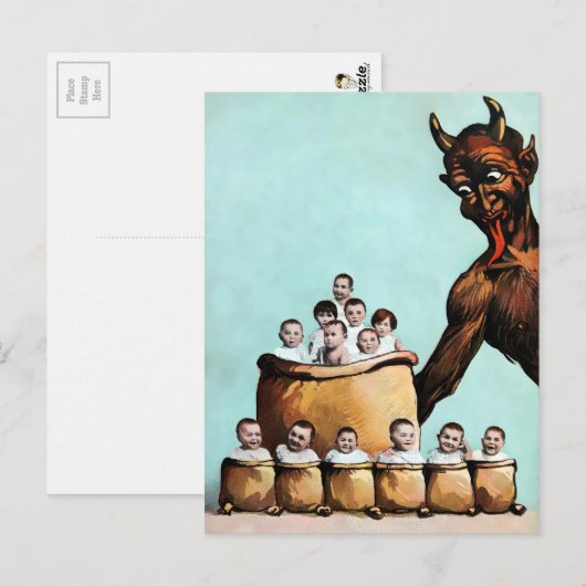 Victoriaans Krampus Briefkaart (Voorkant / Achterkant)