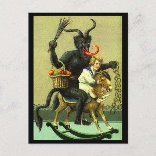Victoriaans Krampus-Briefkaart Feestdagenkaart (Voorkant)