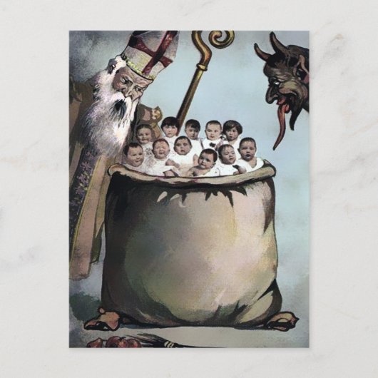 Victoriaans Krampus-Briefkaart voor kerstmis Briefkaart (Voorkant)