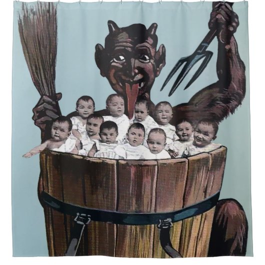  Victoriaans Krampus Douchegordijn (Voorkant)