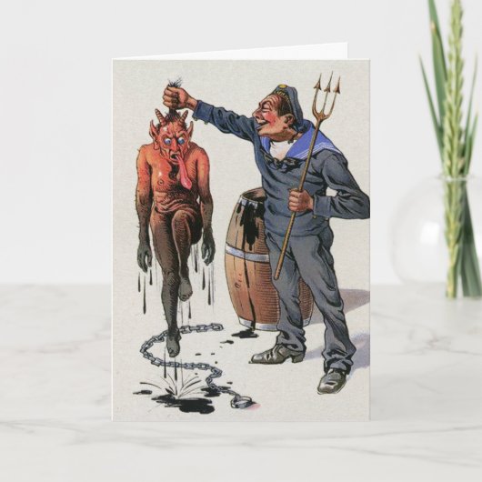  Victoriaans Krampus-kerstkaart Feestdagen Kaart (Voorkant)