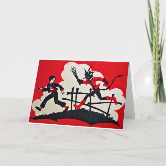  Victoriaans Krampus-kerstkaart Feestdagen Kaart (Voorkant)