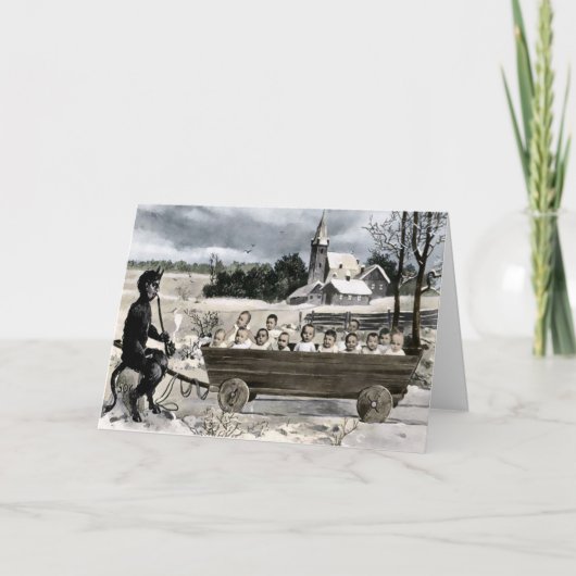  Victoriaans Krampus-kerstkaart Feestdagen Kaart (Voorkant)