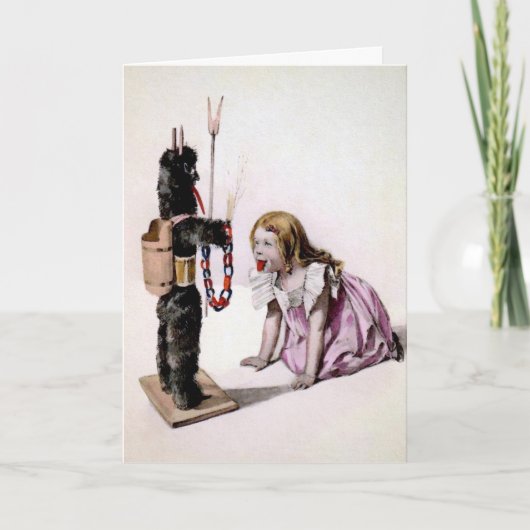 Victoriaans Krampus-kerstkaart Feestdagen Kaart (Voorkant)