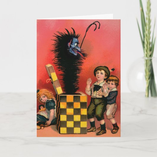  Victoriaans Krampus-kerstkaart Feestdagen Kaart (Voorkant)