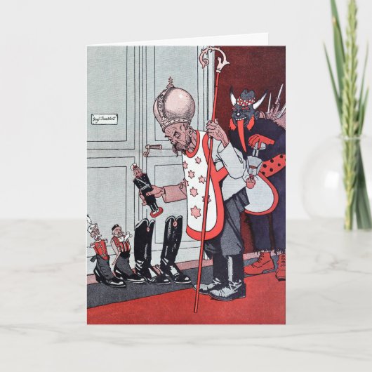  Victoriaans Krampus-kerstkaart Feestdagen Kaart (Voorkant)