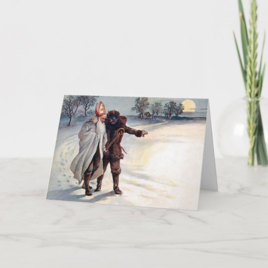  Victoriaans Krampus-kerstkaart Feestdagen Kaart (Voorkant)