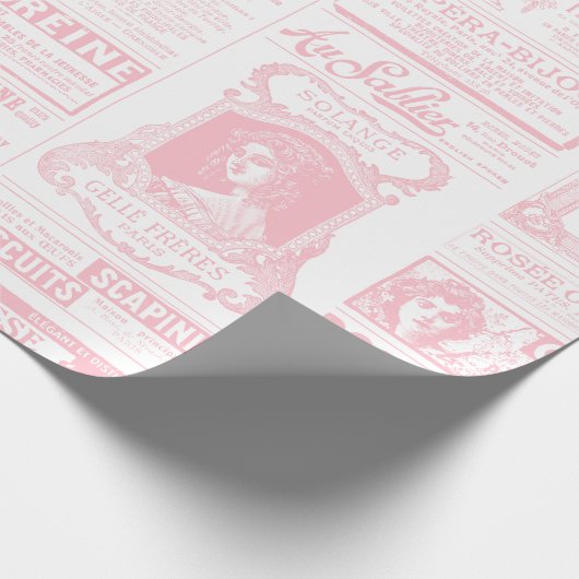 Victoriaans krant antiek Frans roze Cadeaupapier (Hoek)