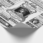 Victoriaans krant antiek Frans Zwart Wit Cadeaupapier (Hoek)