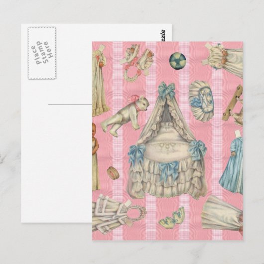 Victoriaans krantenpoppen briefkaart (Voorkant / Achterkant)