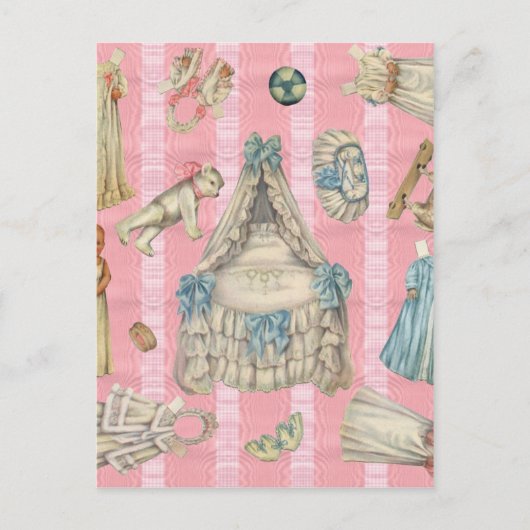 Victoriaans krantenpoppen briefkaart (Voorkant)