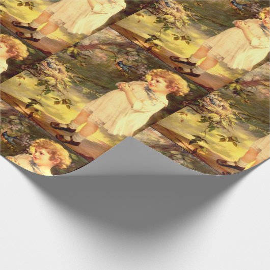 Victoriaans kudde met vogels cadeaupapier (Hoek)