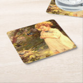 Victoriaans kudde met vogels kartonnen onderzetters (Schuin)