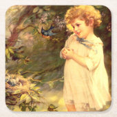 Victoriaans kudde met vogels kartonnen onderzetters (Voorkant)