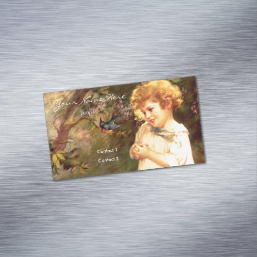 Victoriaans kudde met vogels magnetisch visitekaartje (Voorbeeld)