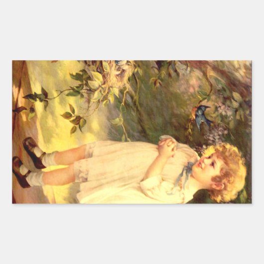 Victoriaans kudde met vogels rechthoekige sticker (Voorkant)