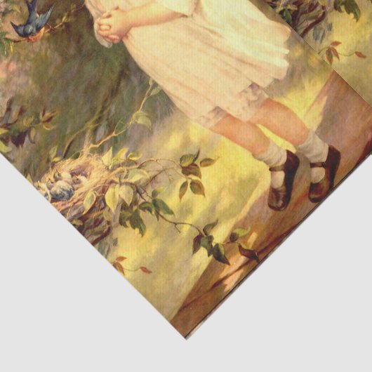 Victoriaans kudde met vogels tissuepapier (Detail)