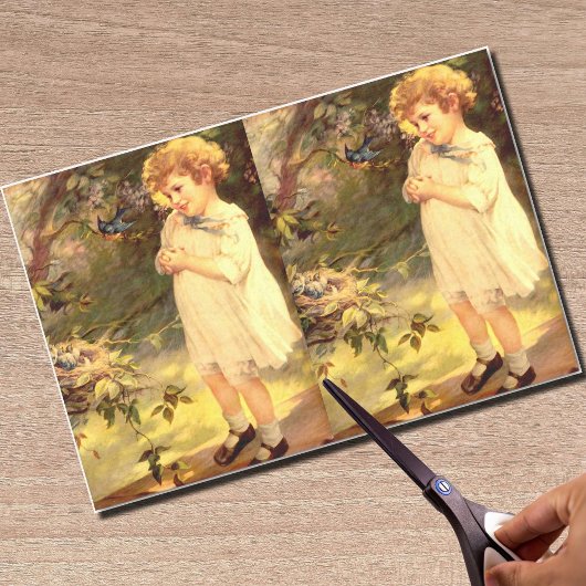 Victoriaans kudde met vogels tissuepapier