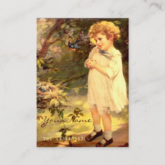 Victoriaans kudde met vogels visitekaartje (Voorkant)