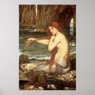Victoriaans kunst met hoge resolutie — Mermaid afd Poster