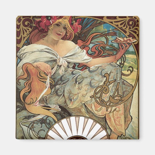  Victoriaans Kunst Nieuw bij Alphonse Mucha Magneet (Voorkant)
