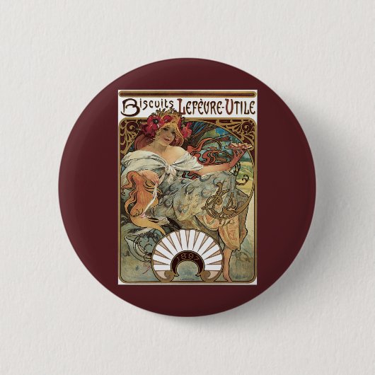  Victoriaans Kunst Nieuw bij Alphonse Mucha Ronde Button 5,7 Cm (Voorkant)