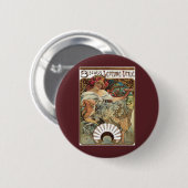  Victoriaans Kunst Nieuw bij Alphonse Mucha Ronde Button 5,7 Cm (Voorkant /achterkant)