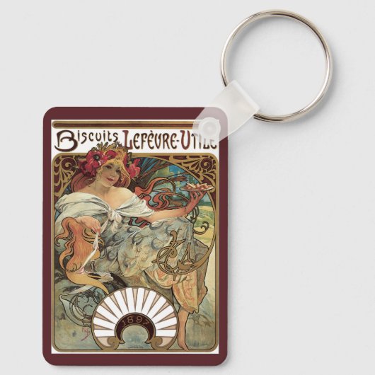 Victoriaans Kunst Nieuw bij Alphonse Mucha Sleutelhanger (Achterkant)