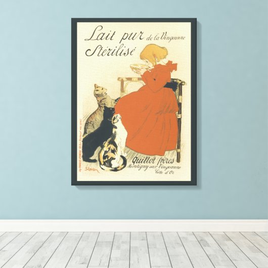 Victoriaans kunst Nieuw, Meisje met melkkatten Canvas Afdruk (Insitu (Houten vloer))