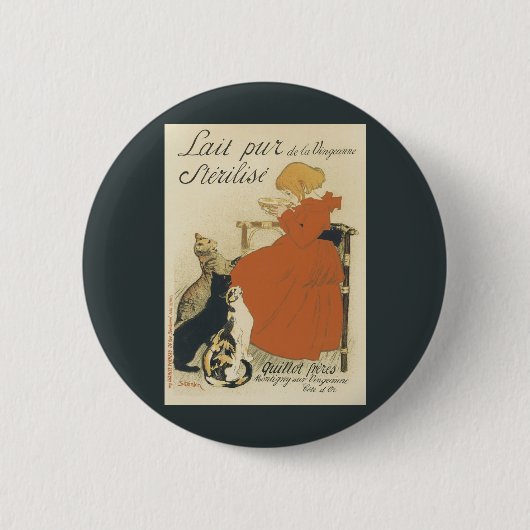  Victoriaans kunst Nieuw, Meisje met melkkatten Ronde Button 5,7 Cm (Voorkant)