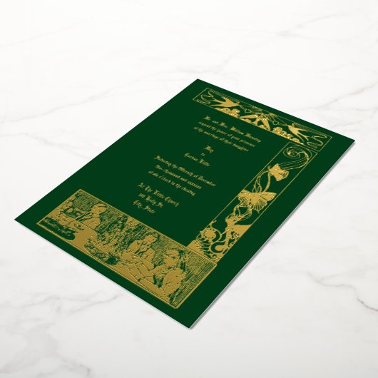  Victoriaans Kunst Nieuwe Wedding Folie Uitnodiging (Gedraaid)