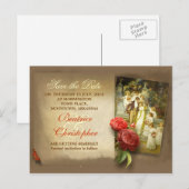 Victoriaans kunst paar antiek save the date aankondigingskaart (Voorkant / Achterkant)