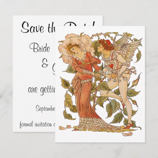  Victoriaans Kunst, Roos van Walter Crane Kaart (Voorkant / Achterkant)