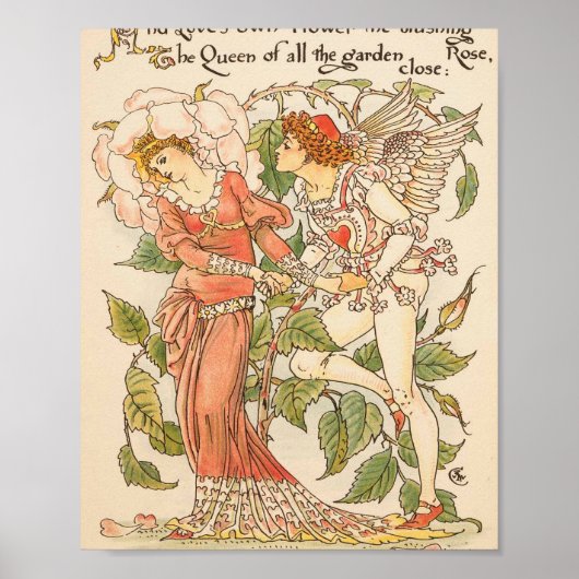  Victoriaans Kunst, Roos van Walter Crane Poster (Voorkant)