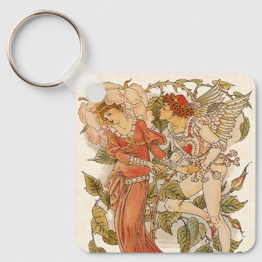  Victoriaans Kunst, Roos van Walter Crane Sleutelhanger (Voorkant)