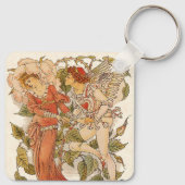  Victoriaans Kunst, Roos van Walter Crane Sleutelhanger (Achterkant)