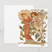 Victoriaans Kunst, Roos van Walter Crane Uitnodigi Kaart (Voorkant / Achterkant)