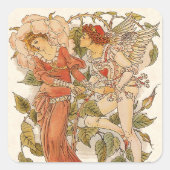  Victoriaans Kunst, Roos van Walter Crane Vierkante Sticker (Voorkant)