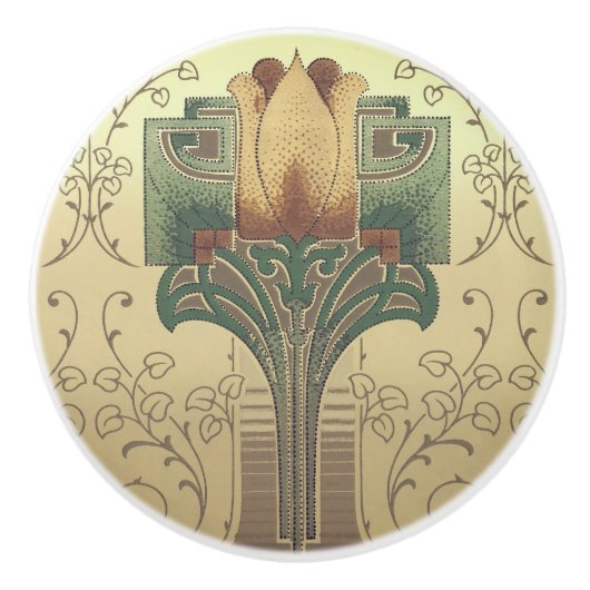 Victoriaans kunsten en ambachtelijke bloemen keramische knop (Voorkant)