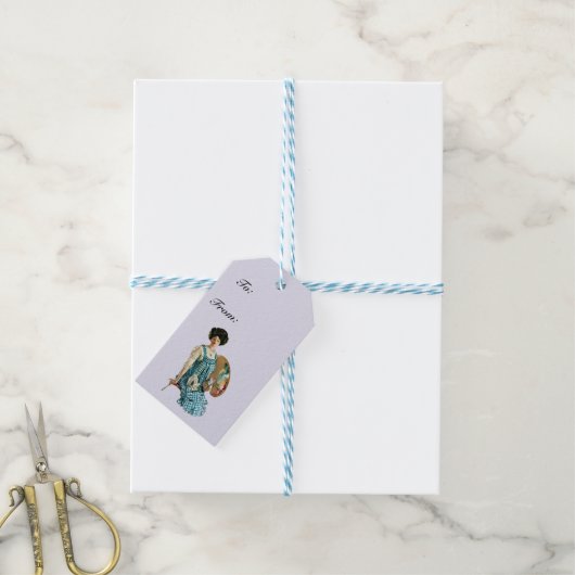  Victoriaans kunstenaar Lady Painter Palette Cadeaulabel (Met Touw)