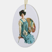 Victoriaans kunstenaar Lady Painter Palette Keramisch Ornament (Links)
