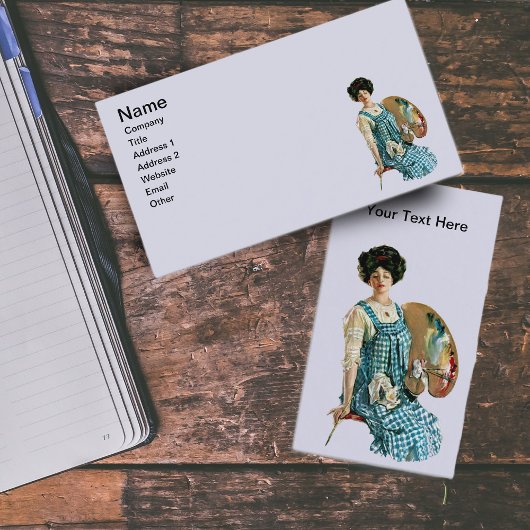  Victoriaans kunstenaar Lady Painter Palette Visitekaartje