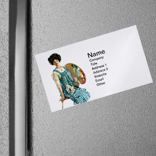  Victoriaans kunstenaar Lady Painter Palette Visitekaartje Magneet