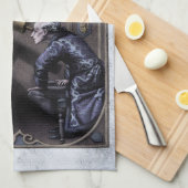 Victoriaans kunsttheedoek met de titel "Evening St Theedoek (Quarter Fold)