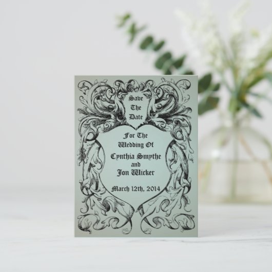  Victoriaans Kunstwerk sparen de Datum Aankondigingskaart (Staand voorkant)