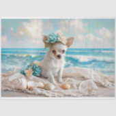 Victoriaans kust Chihuahua Puppy Beach Decoupage Tissuepapier (Voorkant)