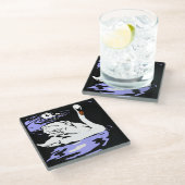 Victoriaans kweekvijvers van bosbessen glazen onderzetter (Schuin)