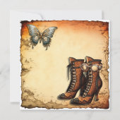 Victoriaans laarzen | Steampunk Butterfly | Verjaa Kaart (Achterkant)