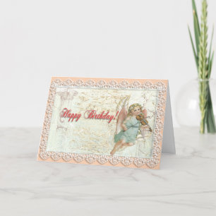 Victoriaans Lace Angel Verjaardag Kaart