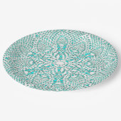Victoriaans Lace Doily Turquoise Achtergrond Papieren Bordje (Gekanteld)